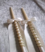 Load image into Gallery viewer, Greek Stefana Wedding Crowns, Simple Stefana and Lambathes Set, White, Ivory, Pearl, Silver or Gold