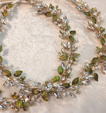 Load image into Gallery viewer, Green Leaf Greek Orthodox Stefana Crowns, Crystal Stefana in White or Ivory
