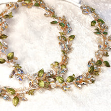 Load image into Gallery viewer, Green Leaf Greek Orthodox Stefana Crowns, Crystal Stefana in White or Ivory
