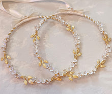 Load image into Gallery viewer, Stefana Gold Leaf, Stefana Crowns, Greek Orthodox Crowns, Stephana in Ivory or White
