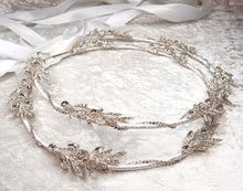 Load image into Gallery viewer, Crystal Leaf Greek Orthodox Stefana Crowns, Silver White Stefana
