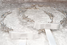 Load image into Gallery viewer, Crystal Leaf Greek Orthodox Stefana Crowns, Silver White Stefana
