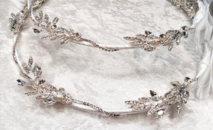 Crystal Leaf Greek Orthodox Stefana Crowns, Silver White Stefana