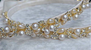 Greek Stefana Crowns, Orthodox Wedding Crowns, Pearl Rhinestone Stefana Silver & Gold Options