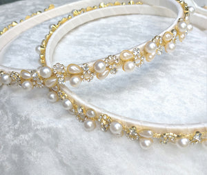 Greek Stefana Crowns, Orthodox Wedding Crowns, Pearl Rhinestone Stefana Silver & Gold Options