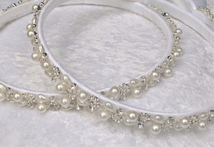 Greek Stefana Crowns, Orthodox Wedding Crowns, Pearl Rhinestone Stefana Silver & Gold Options