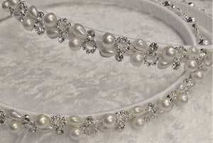 Greek Stefana Crowns, Orthodox Wedding Crowns, Pearl Rhinestone Stefana Silver & Gold Options