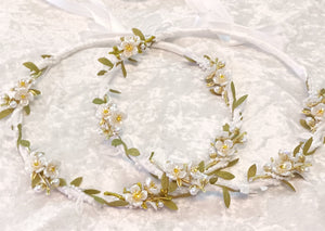 Stefana Crowns, Greek Orthodox Wedding Crowns, White Floral Stefana, Stephana