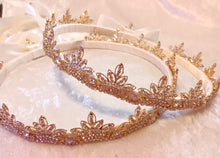 Load image into Gallery viewer, Stefana Set, Gold Crystal Stefana, Greek Orthodox Crowns, Royal Stefana Crowns
