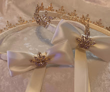 Load image into Gallery viewer, Stefana Set, Gold Crystal Stefana, Greek Orthodox Crowns, Royal Stefana Crowns
