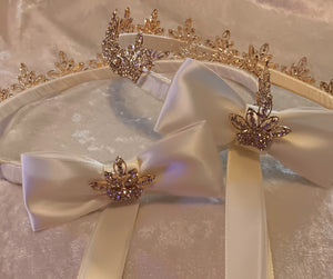 Stefana Set, Gold Crystal Stefana, Greek Orthodox Crowns, Royal Stefana Crowns