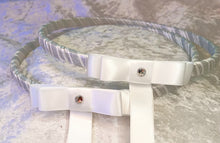 Load image into Gallery viewer, Affordable Stefana Greek Wedding Crowns and Lambathes in Silver &amp; White
