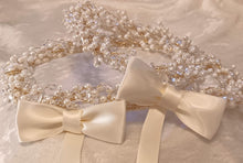 Load image into Gallery viewer, Pearl Greek Stefana Crowns, Orthodox Wedding Crowns, Wedding Stefana in White or Ivory
