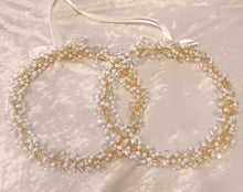 Load image into Gallery viewer, Pearl Greek Stefana Crowns, Orthodox Wedding Crowns, Wedding Stefana in White or Ivory
