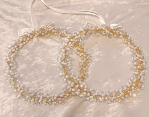 Pearl Greek Stefana Crowns, Orthodox Wedding Crowns, Wedding Stefana in White or Ivory