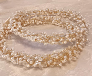 Pearl Greek Stefana Crowns, Orthodox Wedding Crowns, Wedding Stefana in White or Ivory