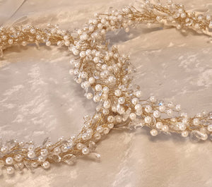 Pearl Greek Stefana Crowns, Orthodox Wedding Crowns, Wedding Stefana in White or Ivory