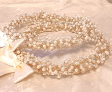 Load image into Gallery viewer, Pearl Greek Stefana Crowns, Orthodox Wedding Crowns, Wedding Stefana in White or Ivory
