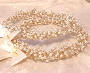 Pearl Greek Stefana Crowns, Orthodox Wedding Crowns, Wedding Stefana in White or Ivory