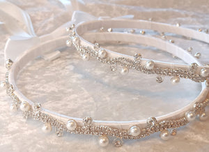 Stefana White Silver, Pearl Rhinestone Greek Crowns, Greece Tiara, Greek Orthodox Wedding Crowns, Στεφανα, Stephana