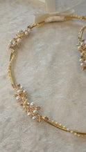 Load and play video in Gallery viewer, Gold Leaf Pearl Stefana Crowns, Greek Wedding Crowns, Orthodox Wedding Stefana
