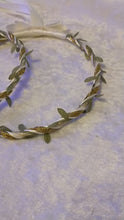 Load and play video in Gallery viewer, Olive Leaf Stefana Crowns, Greek Orthodox Stefana, Ivory Gold and Green Leaf Crowns
