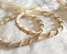 Load image into Gallery viewer, Ivory Gold Braided Stefana Crowns, Greek Orthodox Wedding Crowns, Wedding Stefana
