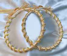 Load image into Gallery viewer, Ivory Gold Braided Stefana Crowns, Greek Orthodox Wedding Crowns, Wedding Stefana
