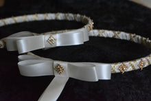 Load image into Gallery viewer, Ivory Gold Stefana Crowns, Greek Orthodox Wedding Crowns, Wedding Stefana
