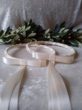 Load image into Gallery viewer, Greek Stefana Crowns, Orthodox Wedding Crowns, Rhinestone Pearl Wedding Stefana
