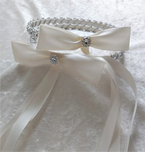 Silver Stefana Crown Set, Greek Orthodox Wedding Crowns in White or Ivory