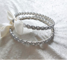 Load image into Gallery viewer, Silver Stefana Crown Set, Greek Orthodox Wedding Crowns in White or Ivory
