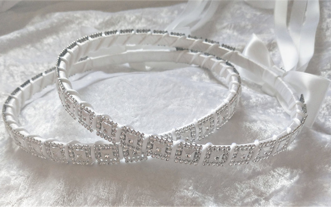 Greek Stefana Crowns, Silver Stefana Wedding Crowns in White or Ivory