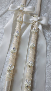 Ivory Calla Lily Stefana Crown Wedding Lambathes Greek Orthodox Wedding Candle Set