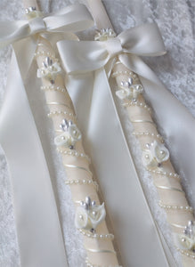 Ivory Calla Lily Stefana Crown Wedding Lambathes Greek Orthodox Wedding Candle Set