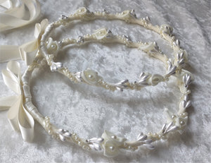 Ivory Calla Lily Stefana Crown Wedding Lambathes Greek Orthodox Wedding Candle Set