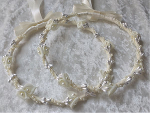 Ivory Calla Lily Stefana Crown Wedding Lambathes Greek Orthodox Wedding Candle Set