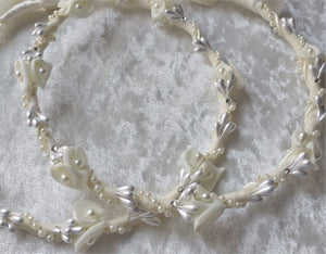Ivory Calla Lily Stefana Crown Wedding Lambathes Greek Orthodox Wedding Candle Set