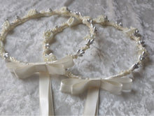 Load image into Gallery viewer, Ivory Calla Lily Stefana Crowns, Greek Orthodox Wedding Crowns, Wedding Stefana
