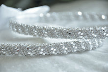 Load image into Gallery viewer, White Crystal Stefana Crown Set, Greek Orthodox Wedding Crowns
