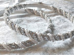 Crystal Pearl Stefana Crowns, Greek Orthodox Wedding Crowns, Wedding Stefana White or Ivory