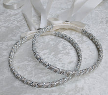 Load image into Gallery viewer, White Crystal Stefana Crown Set, Greek Orthodox Wedding Crowns
