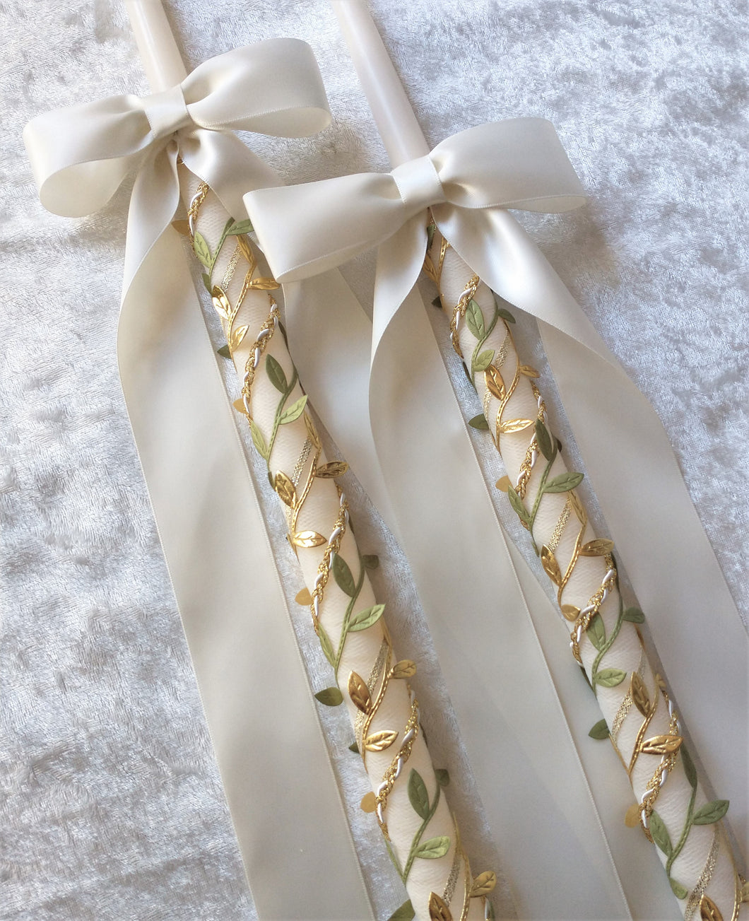 Greek Lambathes Wedding Candles - Lambades Wedding - Olive Leaf Wedding Candles