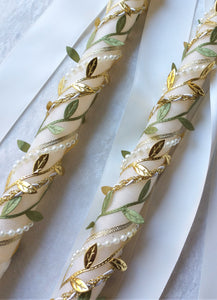 Olive Leaf Greek Lambathes Wedding Candles - Lambades Wedding - Othodox Wedding Candles