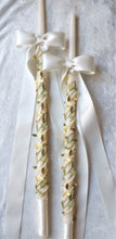 Load image into Gallery viewer, Olive Leaf Greek Lambathes Wedding Candles - Lambades Wedding - Othodox Wedding Candles
