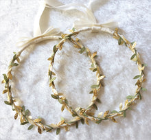 Load image into Gallery viewer, Olive Leaf Greek Stefana Crowns in Ivory Gold and Green
