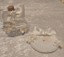 Load image into Gallery viewer, Greek Orthodox Baptism Lambades - Ivory Baptismal Set - Oil Bottle Baptism Set - Baptism Candles
