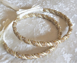 Gold Crystal Greek Stefana Crowns, Orthodox Wedding Crowns, Wedding Stefana