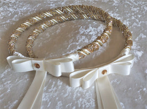 Gold Crystal Greek Stefana Crowns, Orthodox Wedding Crowns, Wedding Stefana