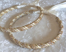 Load image into Gallery viewer, Gold Crystal Greek Stefana Crowns, Orthodox Wedding Crowns, Wedding Stefana
